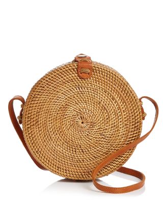 Street level woven rattan circle crossbody bag hot sale