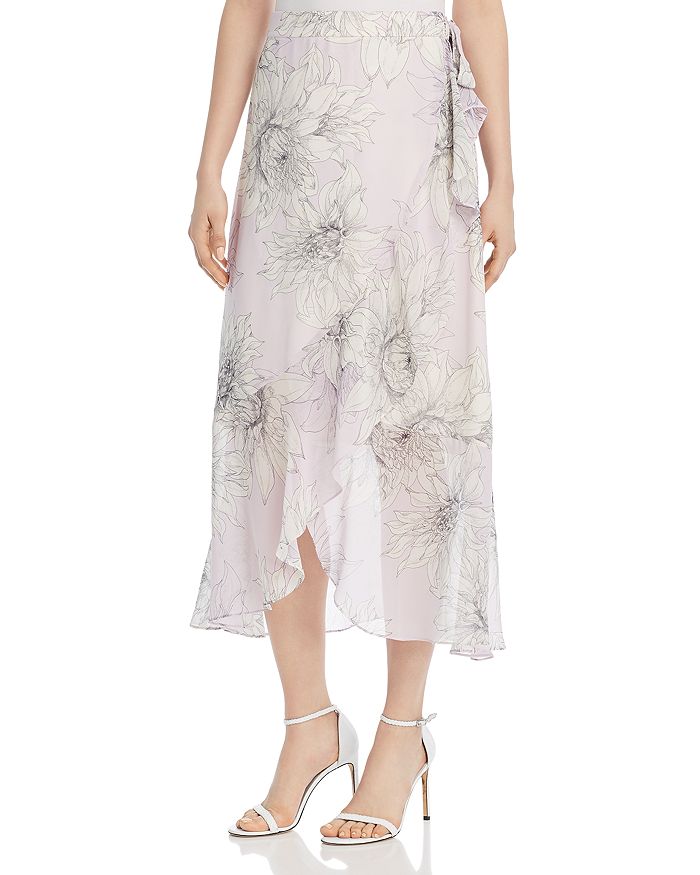Vince Camuto Floral-print Midi Wrap Skirt - 100% Exclusive In Fresh Lilac