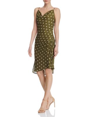 slim fit dress slacks Green Polka Dot Tie Neck Midi Dress & Reviews - Green - Dresses main image 1