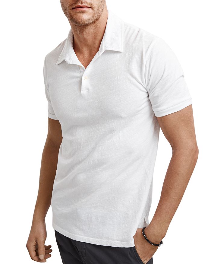 Velvet By Graham & Spencer Randall Slub-knit Polo Shirt In White