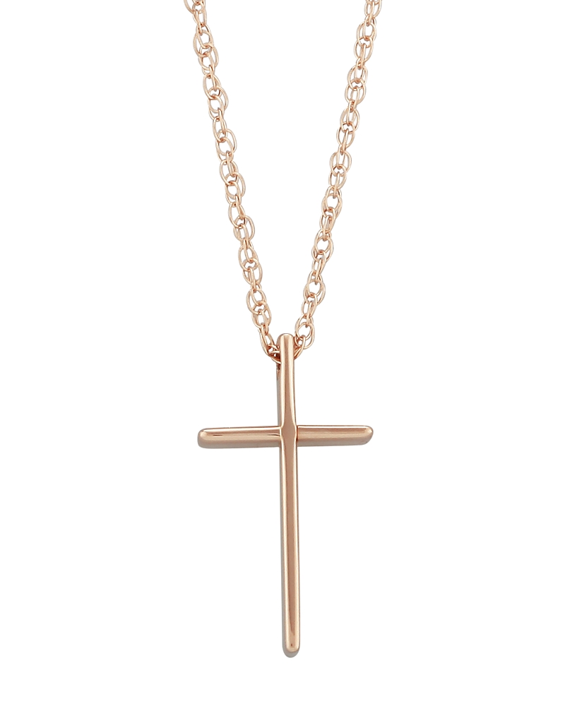 Bloomingdale's Fine Collection Cross Pendant Necklace in 14K Rose Gold, 18