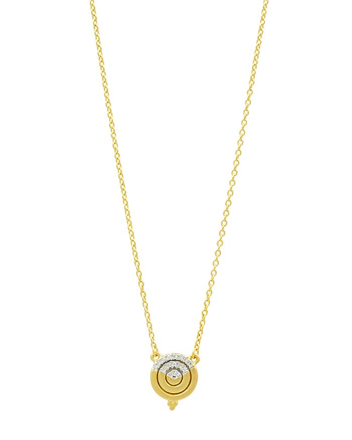 FREIDA ROTHMAN FLEUR BLOOM EMPIRE SMALL PENDANT NECKLACE IN 14K GOLD-PLATED & RHODIUM-PLATED STERLING SILVER, 16,FBPYZN44-16E