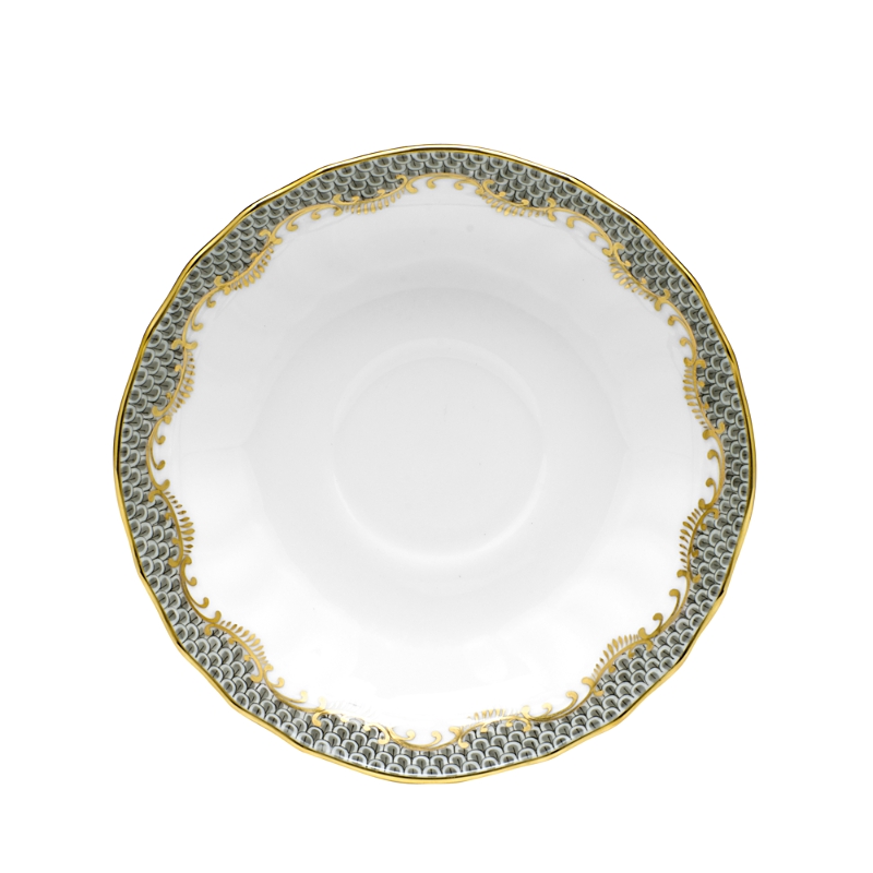 Herend Gray Fishscale Canton Saucer In Gray