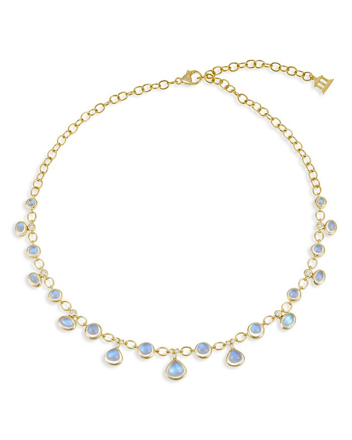 Temple St Clair 18k Yellow Gold Half Bib Necklace With Blue Moonstone & Diamond In White/gold