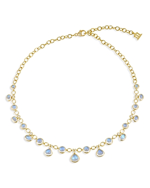 18K Yellow Gold Half Bib Necklace with Blue Moonstone & Diamond