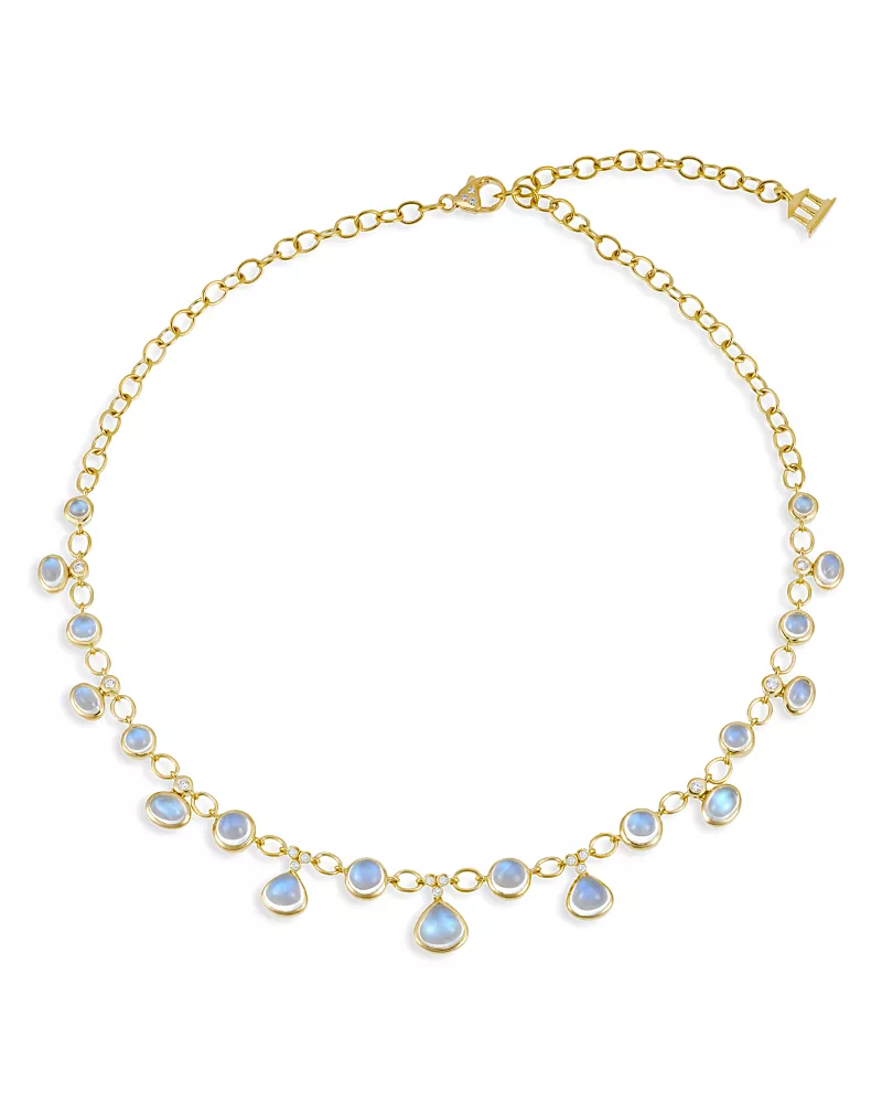 Temple St. Clair 18K Yellow Gold Half Bib Necklace with Blue Moonstone & Diamond