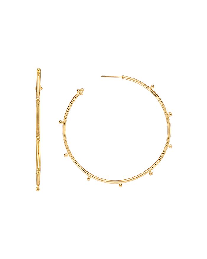 Shop Temple St Clair 18k Yellow Gold Large Granulated Hoop Earrings