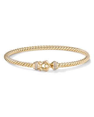 David Yurman Buckle Bracelet in 18K Yellow Gold with Diamonds, Large