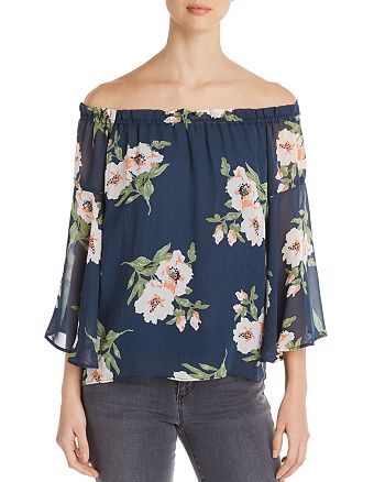 Red Haute Floral-Print Off-the-Shoulder Top | Bloomingdale's