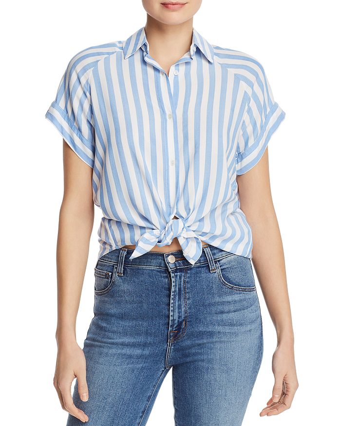7 FOR ALL MANKIND STRIPED TIE-FRONT SHIRT,AN1282J144