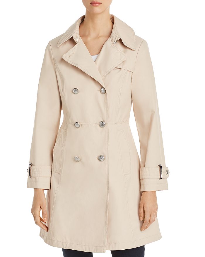 Vince Camuto Double-breasted Button Front Trench Coat In Sandcastle