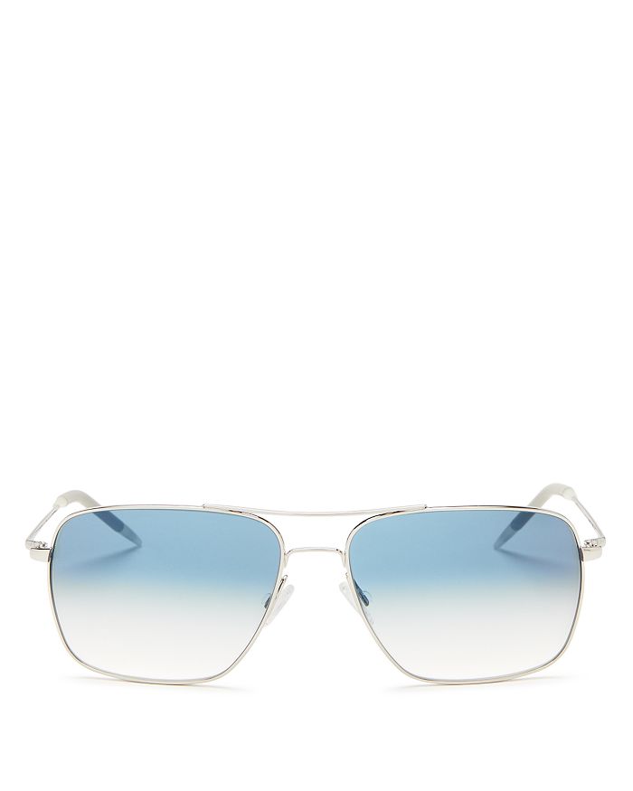 Oliver Peoples Clifton Navigator Sunglasses, 58mm In Silver/clear Gradient Blue