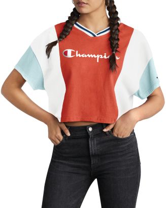 Champion Color-Block Cropped Tee | Bloomingdale's