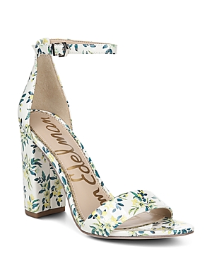 Sam Edelman Women's Yaro Ankle Strap Block Heel Sandals In White Multi Leather