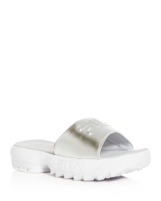 fila sandals womens silver