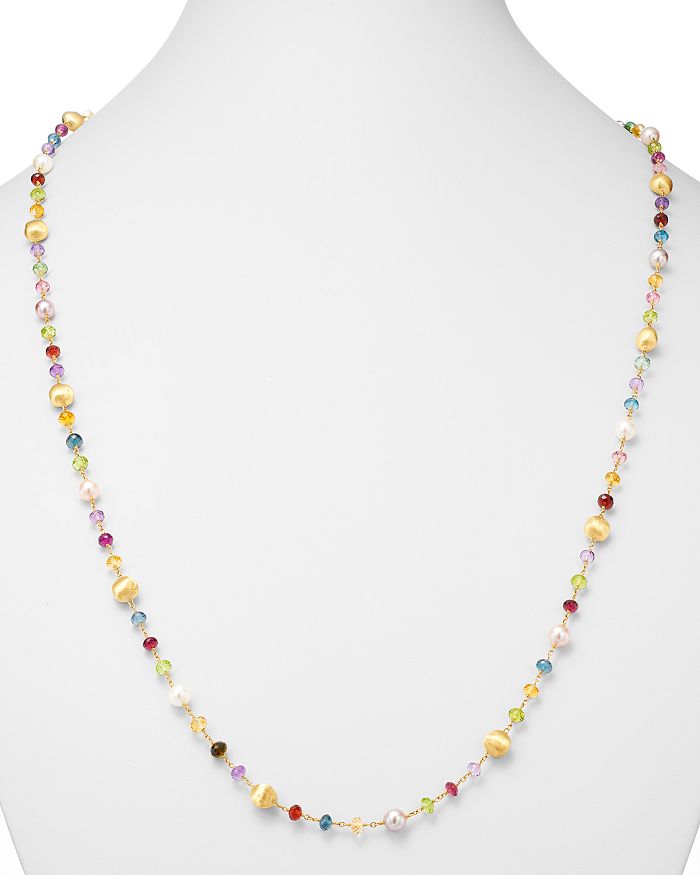 Marco Bicego 18k Yellow Gold Africa Gemstone Pearl Long Strand Necklace, 36 In Multi/gold