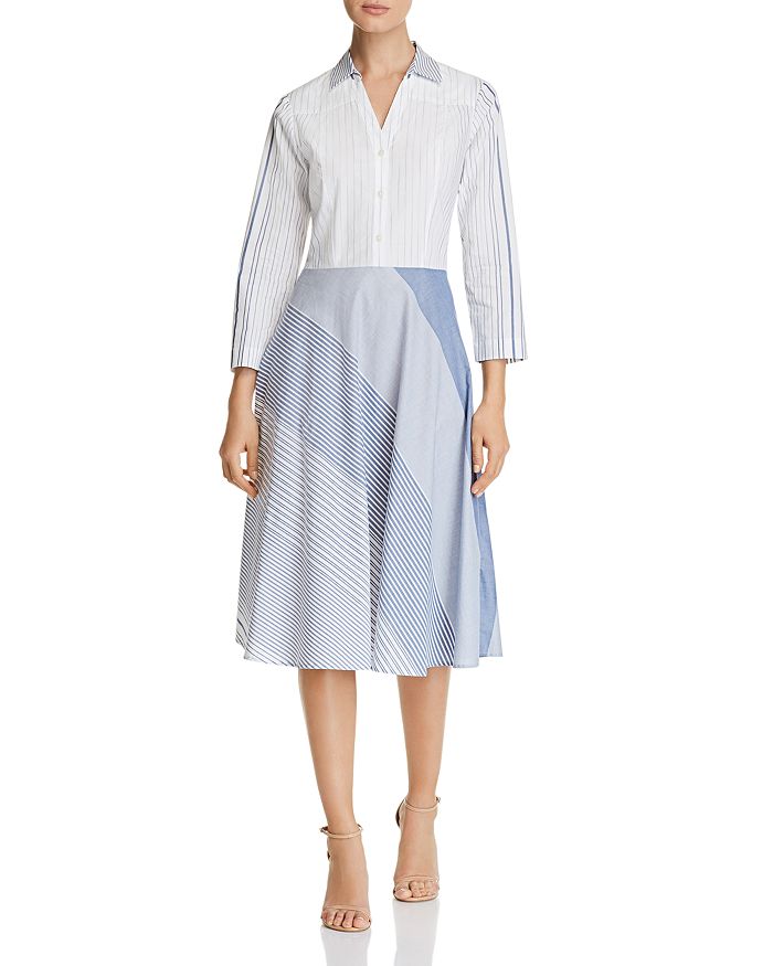 DKNY Mixed Stripe A Line Shirt Dress Bloomingdale s