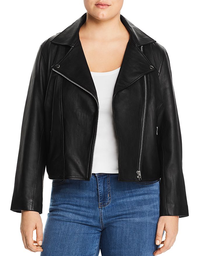 All 67 Plus All 67 Cropped Leather Moto Jacket In Black