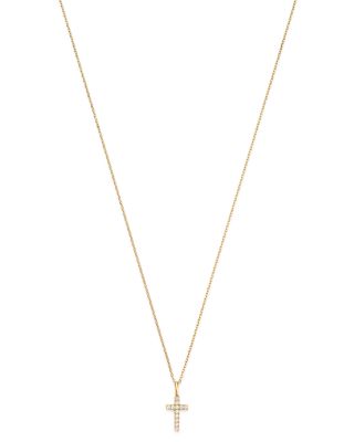 Diamond Cross Pendant Necklace in 14K Yellow Gold, 0.08 tcw 