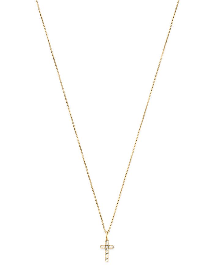Bloomingdale's Diamond Cross Pendant Necklace In 14k Yellow Gold, 0.08 Ct. T.w. - 100% Exclusive In White/gold