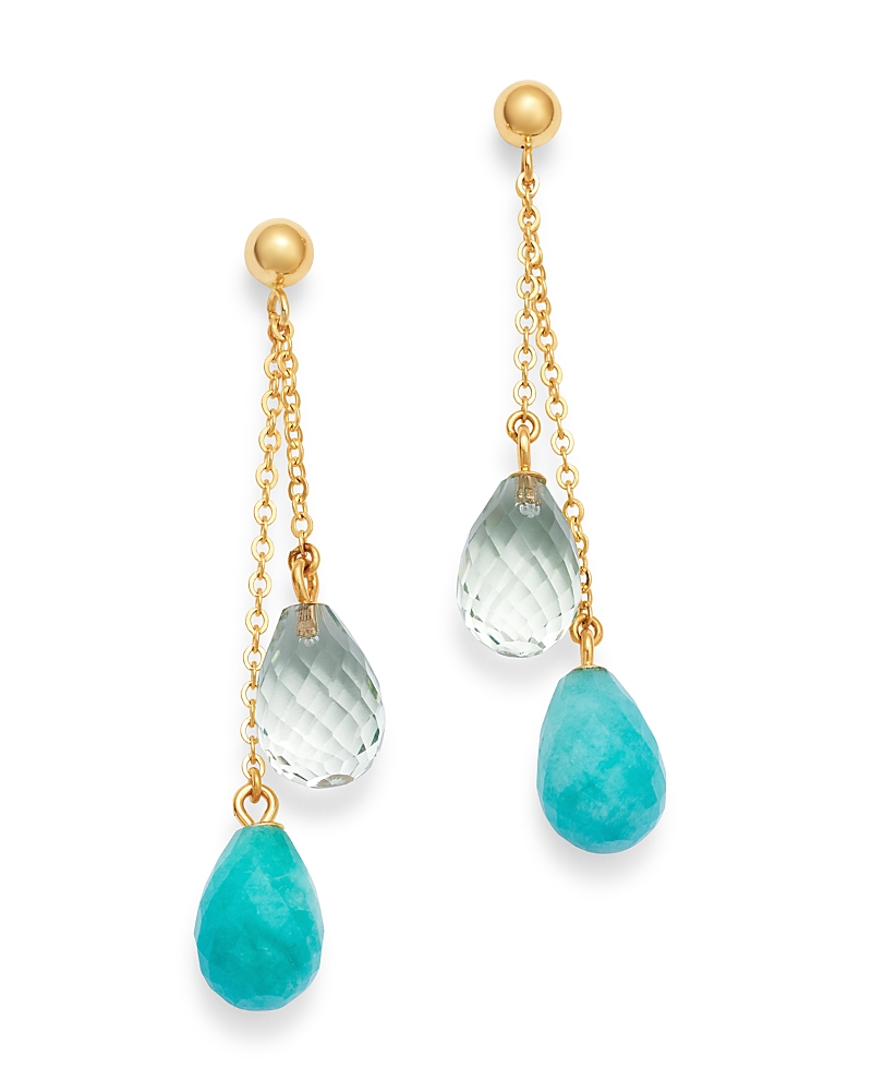 Bloomingdale's Briolette Amonzonite & Prasiolite Drop Earrings In 14k Yellow Gold - Exclusive In Green/gold