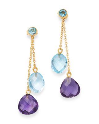 Bloomingdale's Fine Collection Amethyst & Blue Topaz Drop Earrings in 14K Yellow Gold - Exclusive