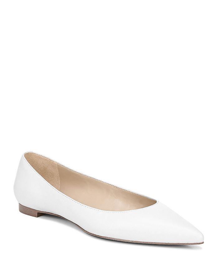 Sam Edelman Women's Sally Pointed Toe Suede Flats In Bright White Leather