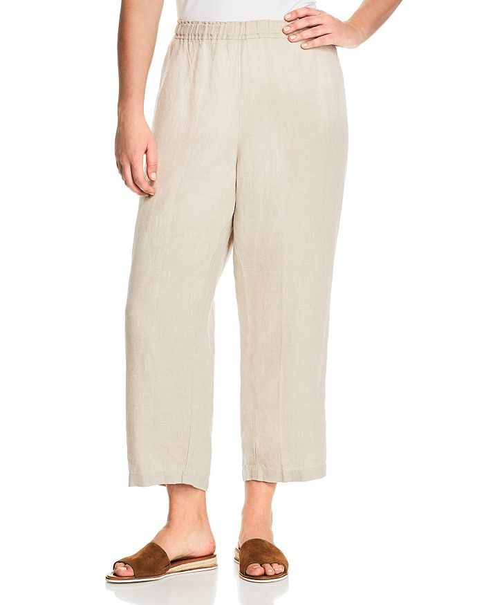 Eileen Fisher Plus Organic Linen Cropped Pants | Bloomingdale's