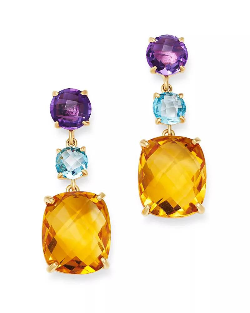 Bloomingdale's Fine Collection Multi-Gemstone Drop Earrings in 14K Yellow Gold
