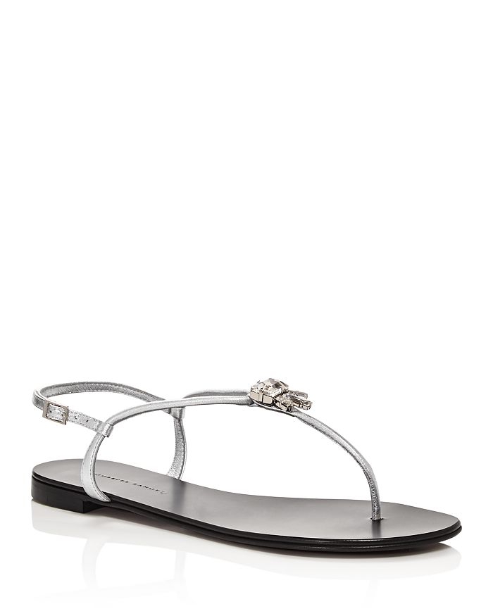 Giuseppe Zanotti Women's Crystal Embellished Thong Sandals In Silver