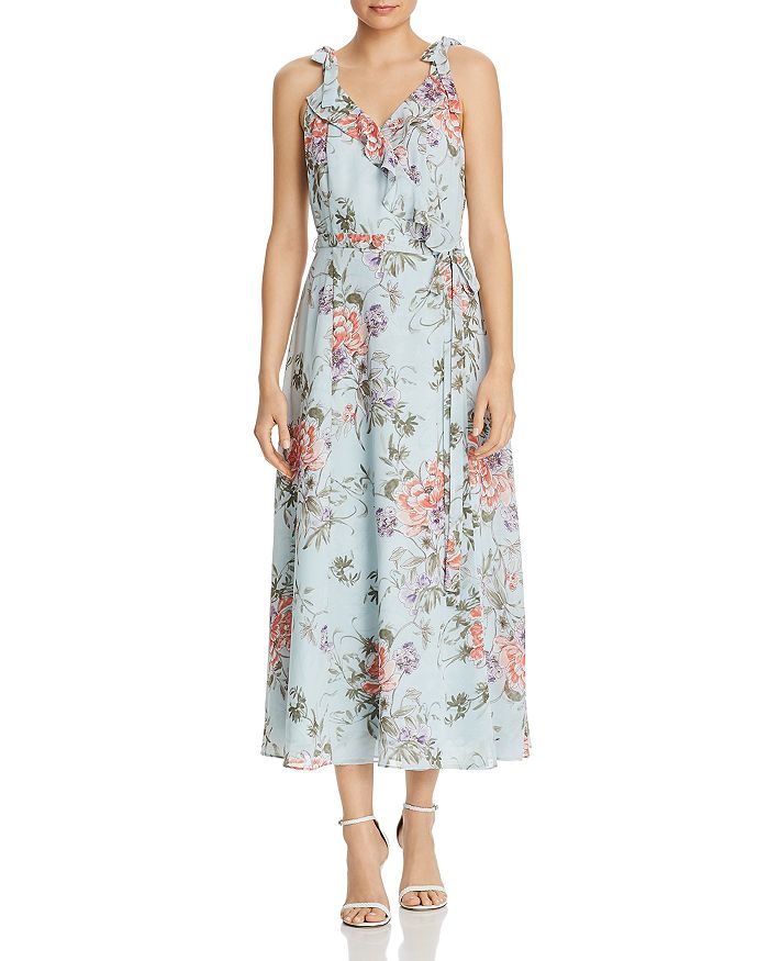 Nanette Lepore Nanette Tie-shoulder Floral Dress In Aqua Print Multi ...