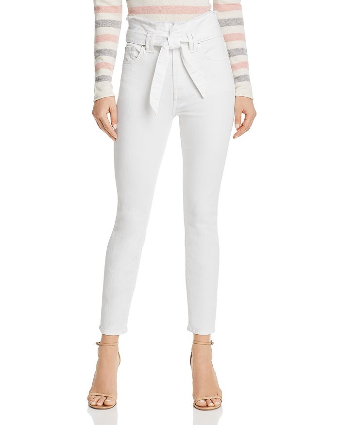 7 FOR ALL MANKIND PAPERBAG-WAIST JEANS IN WHITE RUNWAY DENIM,AU0404616A