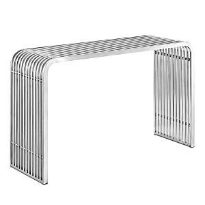 Modway Pipe Stainless Steel Console Table In Silver