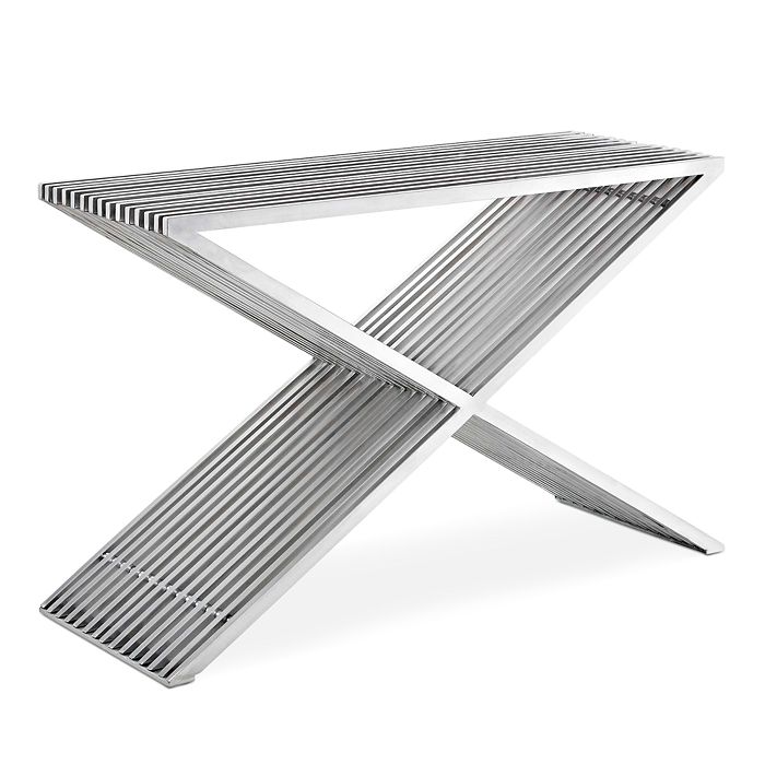 Modway Press Console Table In Silver