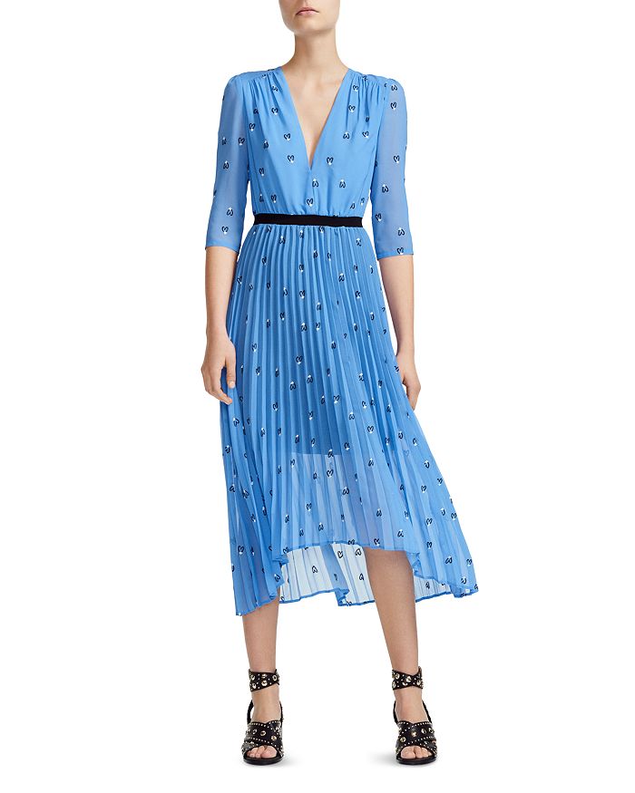 Maje Rengo Embroidered Heart Dress In Blue | ModeSens