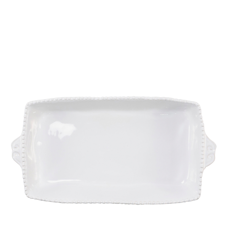 Vietri Incanto Stone Stripe Rectangular Baking Dish In White