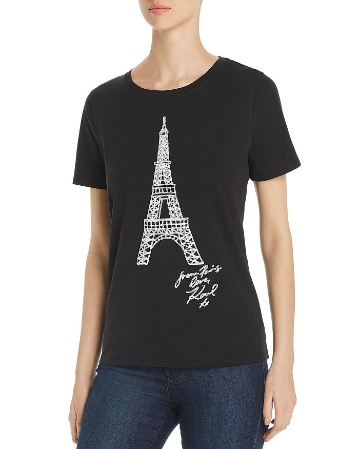 KARL LAGERFELD EIFFEL TOWER GRAPHIC TEE,L9WH0026
