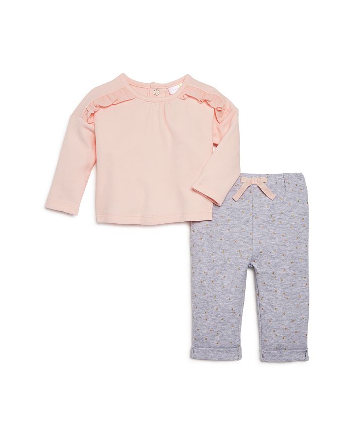 Bloomie's Girls' Polka-dot Trousers & Ruffled Top Set, Baby - 100% Exclusive In Pink