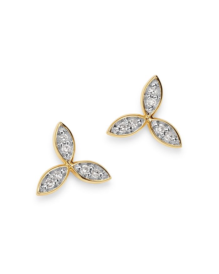 Adina Reyter 14k Yellow Gold Diamond Flower Stud Earrings In White/gold