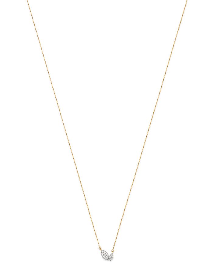 Adina Reyter 14k Yellow Gold Diamond Petal Pendant Necklace, 16 In White/gold