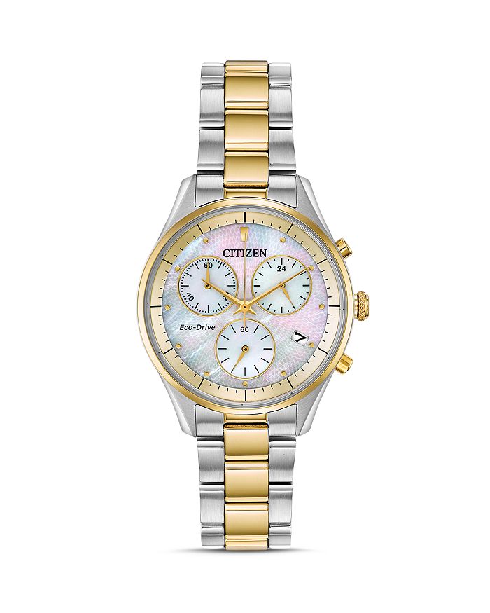 CITIZEN CHANDLER MOTHER-OF-PEARL DIAL ECO-DRIVE CHRONOGRAPH, 32MM,FB1444-56D