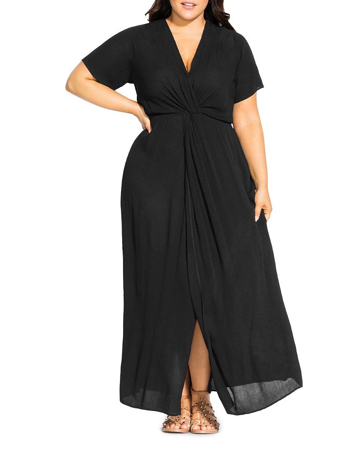 City Chic Plus Knot-Front Maxi Dress | Bloomingdale's