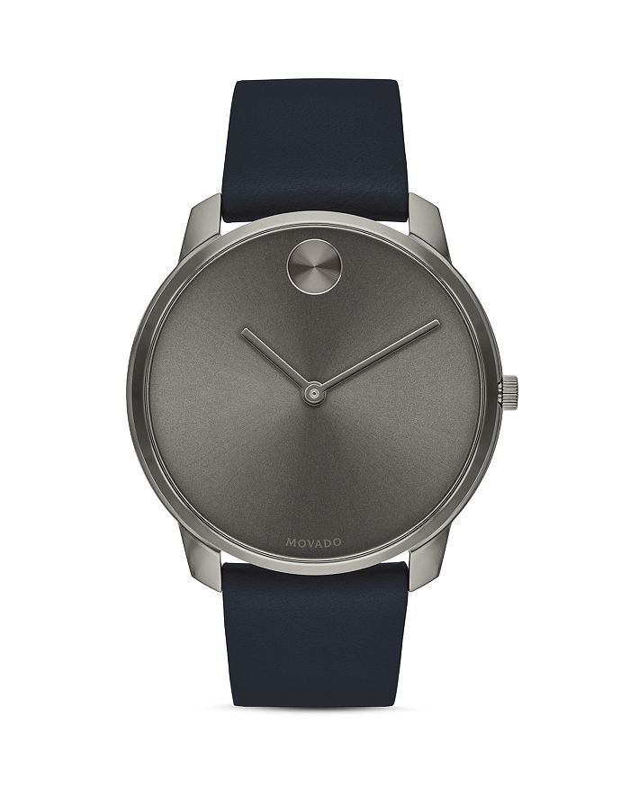 MOVADO BOLD THIN LEATHER STRAP WATCH, 42MM,3600586