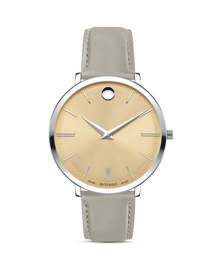 Movado Ultra Slim Gray Leather Strap Watch 35mm Bloomingdale S
