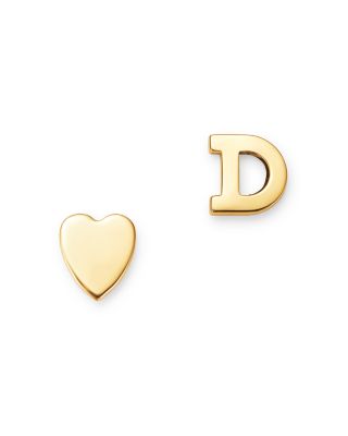 14k Gold Initial Stud Earrings - Zoe Lev Jewelry