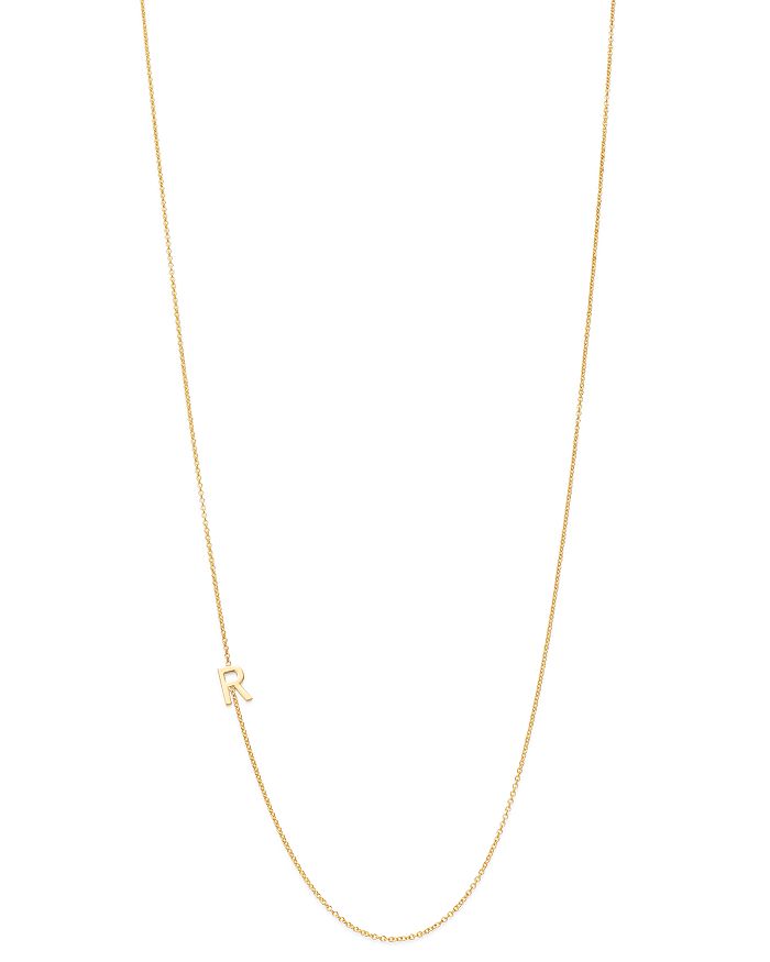 Zoe Lev 14k Yellow Gold Asymmetrical Initial Pendant Necklace, 18l In R/gold