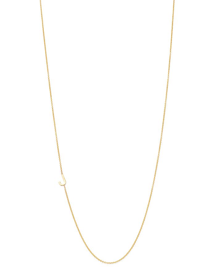 Zoe Lev 14k Yellow Gold Asymmetrical Initial Pendant Necklace, 18l In J/gold