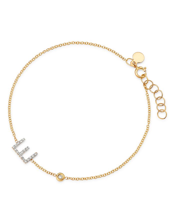 Zoe Lev 14k Yellow Gold Diamond Initial & Bezel Bracelet In E/gold