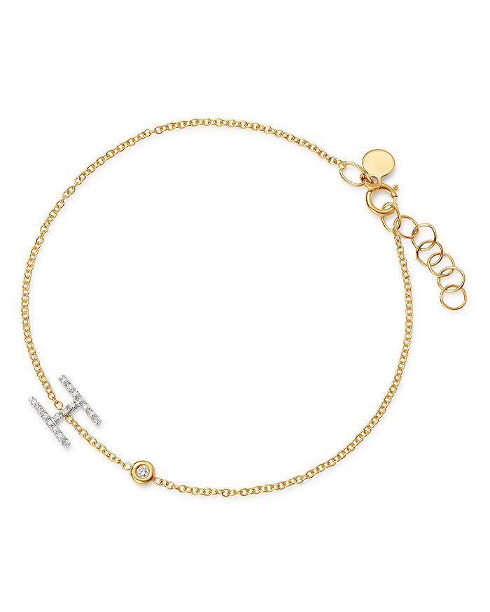Zoe Lev 14k Yellow Gold Diamond Initial & Bezel Bracelet In H/gold