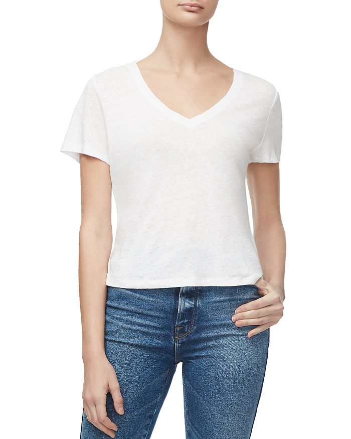 Good American Heritage V-neck Cotton T-shirt In White